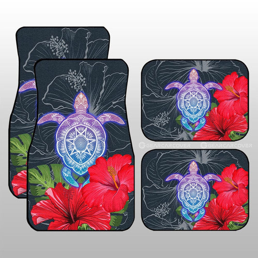 Red Hibiscus Flowers Car Floor Mats Custom Turtle Animal Car Accessories - Gearcarcover - 1