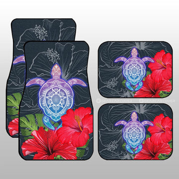 Red Hibiscus Flowers Car Floor Mats Custom Turtle Animal Car Accessories - Gearcarcover - 1