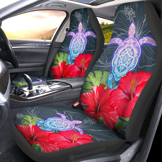 Red Hibiscus Flowers Car Seat Covers Custom Turtle Animal Car Accessories - Gearcarcover - 2