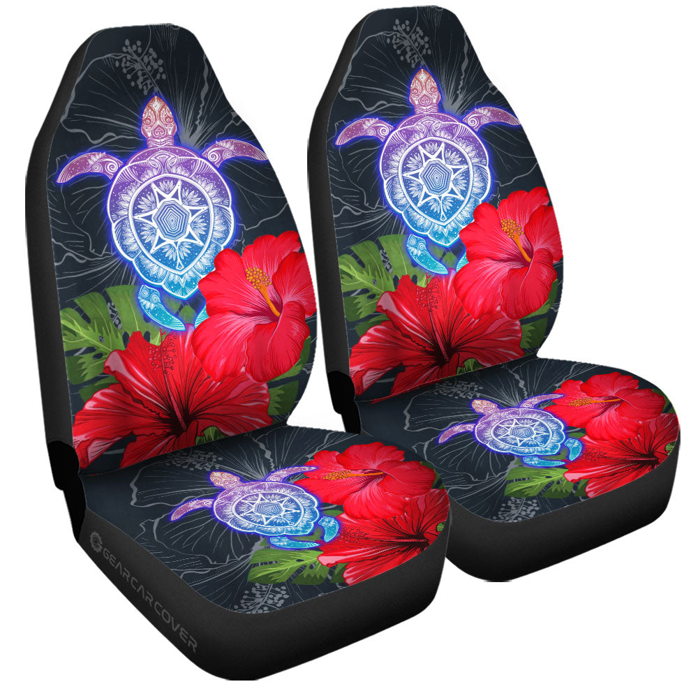Red Hibiscus Flowers Car Seat Covers Custom Turtle Animal Car Accessories - Gearcarcover - 3