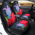 Red Hibiscus Flowers Car Seat Covers Custom Turtle Animal Car Accessories - Gearcarcover - 1