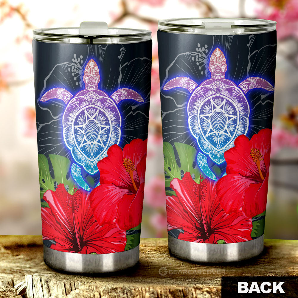Red Hibiscus Flowers Tumbler Cup Custom Turtle Animal Car Accessories - Gearcarcover - 3