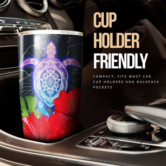 Red Hibiscus Flowers Tumbler Cup Custom Turtle Animal Car Accessories - Gearcarcover - 2