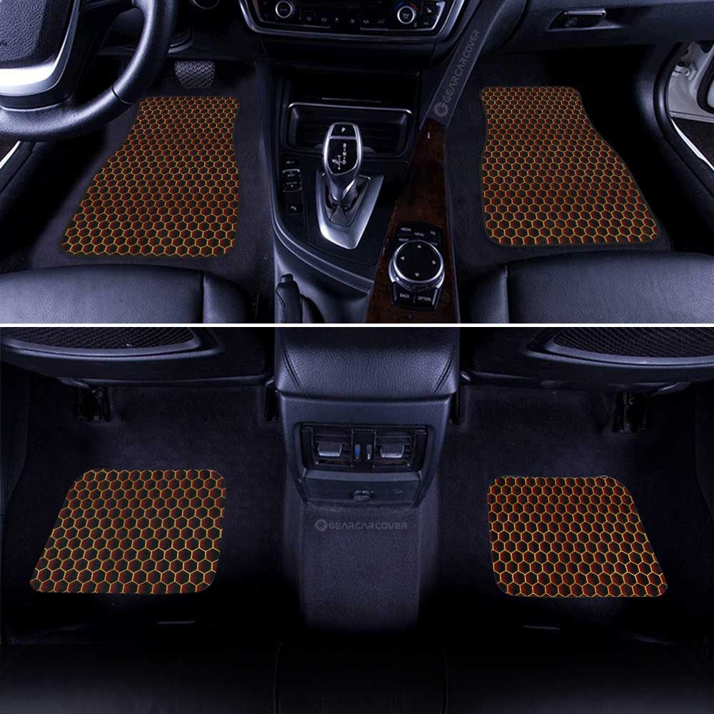 Red Pattern Car Floor Mats Custom Honeycomb Background Car Accessories - Gearcarcover - 2