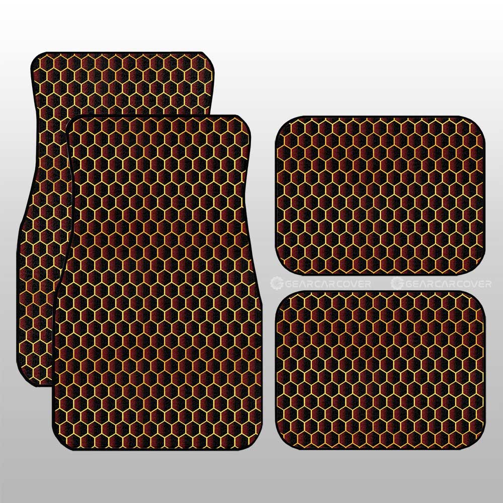 Red Pattern Car Floor Mats Custom Honeycomb Background Car Accessories - Gearcarcover - 3