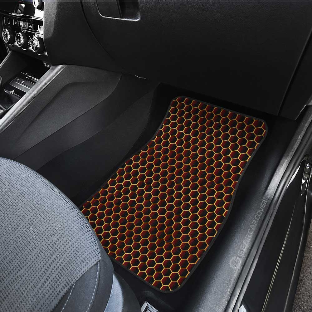 Red Pattern Car Floor Mats Custom Honeycomb Background Car Accessories - Gearcarcover - 4