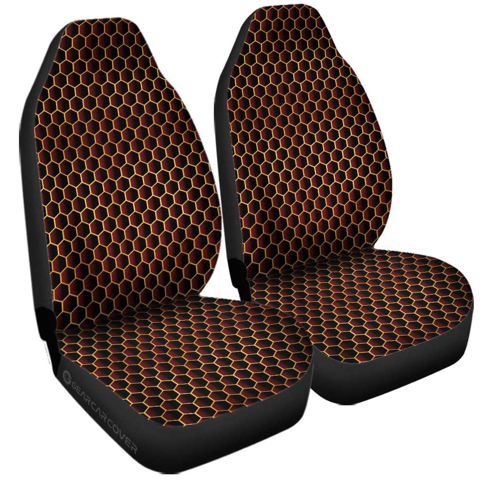 Red Pattern Car Seat Covers Custom Honeycomb Background Car Accessories - Gearcarcover - 1