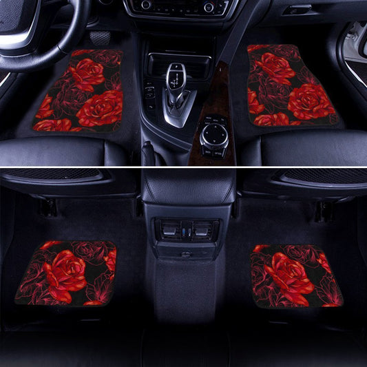 Red Rose Car Floor Mats Custom Floral Car Interior Accessories - Gearcarcover - 2