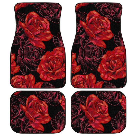 Red Rose Car Floor Mats Custom Floral Car Interior Accessories - Gearcarcover - 1