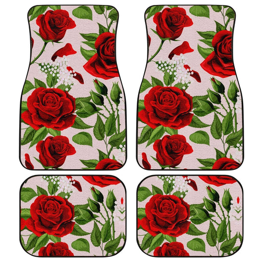 Red Rose Car Floor Mats Custom Flower Car Accessories - Gearcarcover - 1
