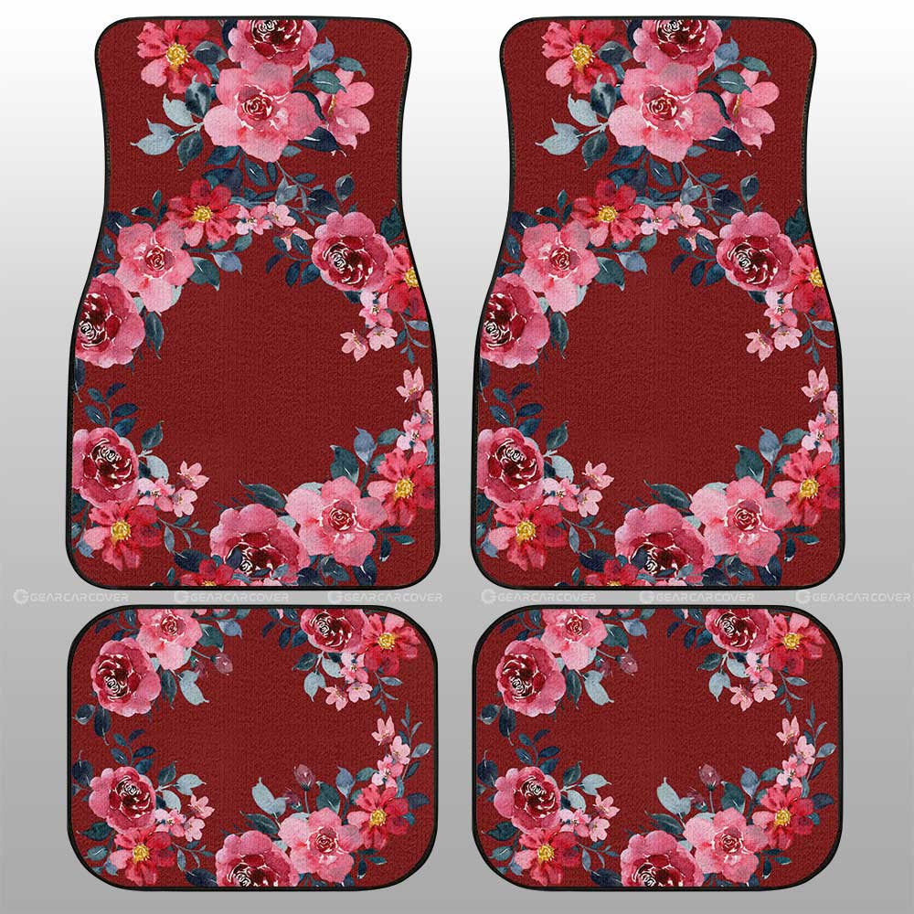Red Rose Car Floor Mats Custom Personalized Name Car Accessories - Gearcarcover - 1