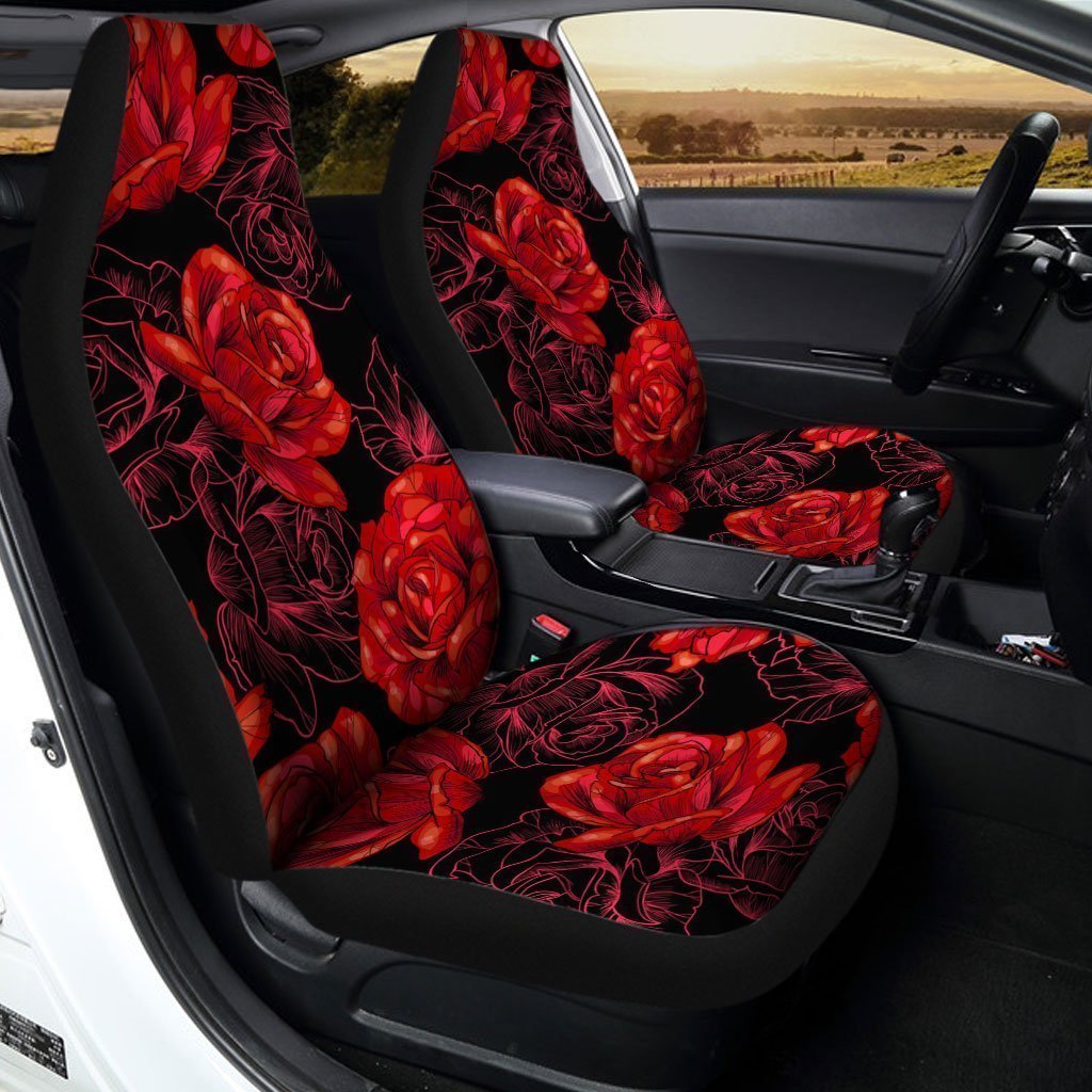 Red Rose Car Seat Covers Custom Floral Red Car Interior Accessories - Gearcarcover - 2