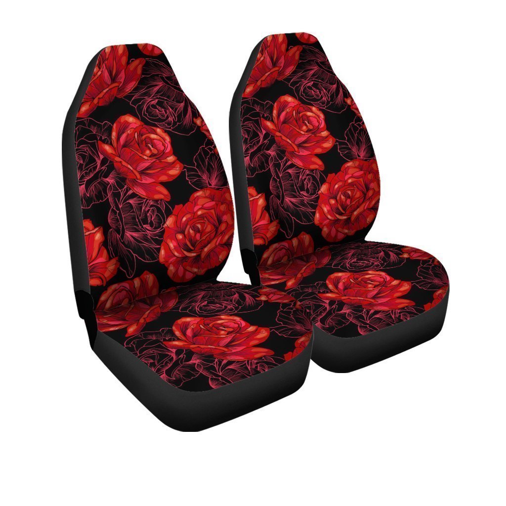 Red Rose Car Seat Covers Custom Floral Red Car Interior Accessories