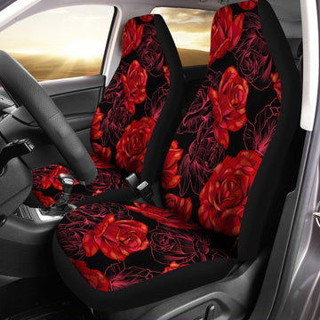 Red Rose Car Seat Covers Custom Floral Red Car Interior Accessories - Gearcarcover - 1