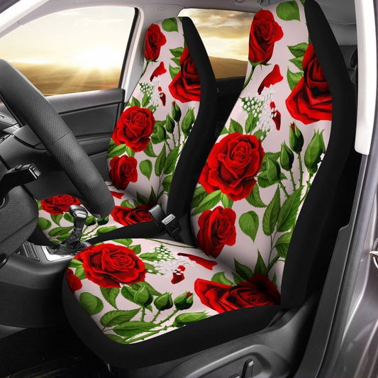 Red Rose Car Seat Covers Custom Flower Car Accessories - Gearcarcover - 1
