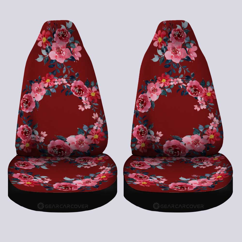 Red Rose Car Seat Covers Custom Personalized Name Car Accessories - Gearcarcover - 2