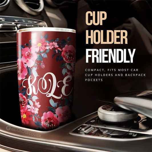 Red Rose Tumbler Cup Custom Personalized Name Car Interior Accessories - Gearcarcover - 2