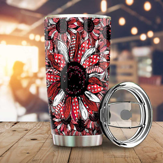 Red Sunflower Tumbler Cup Custom Car Accessories - Gearcarcover - 1