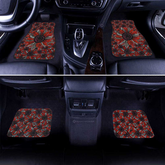 Red and Black Glitter Polka Dot Sunflower Car Floor Mats Custom - Gearcarcover - 2