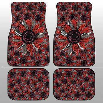 Red and Black Glitter Polka Dot Sunflower Car Floor Mats Custom - Gearcarcover - 1