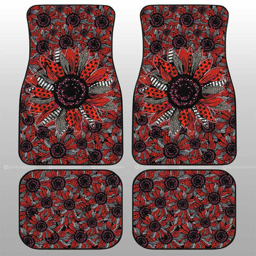 Red and Black Glitter Polka Dot Sunflower Car Floor Mats Custom - Gearcarcover - 1
