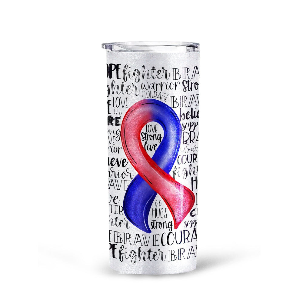 Red and Blue Ribbon CHD Awareness Tumbler Cup Custom Tall Glitter - Gearcarcover - 3