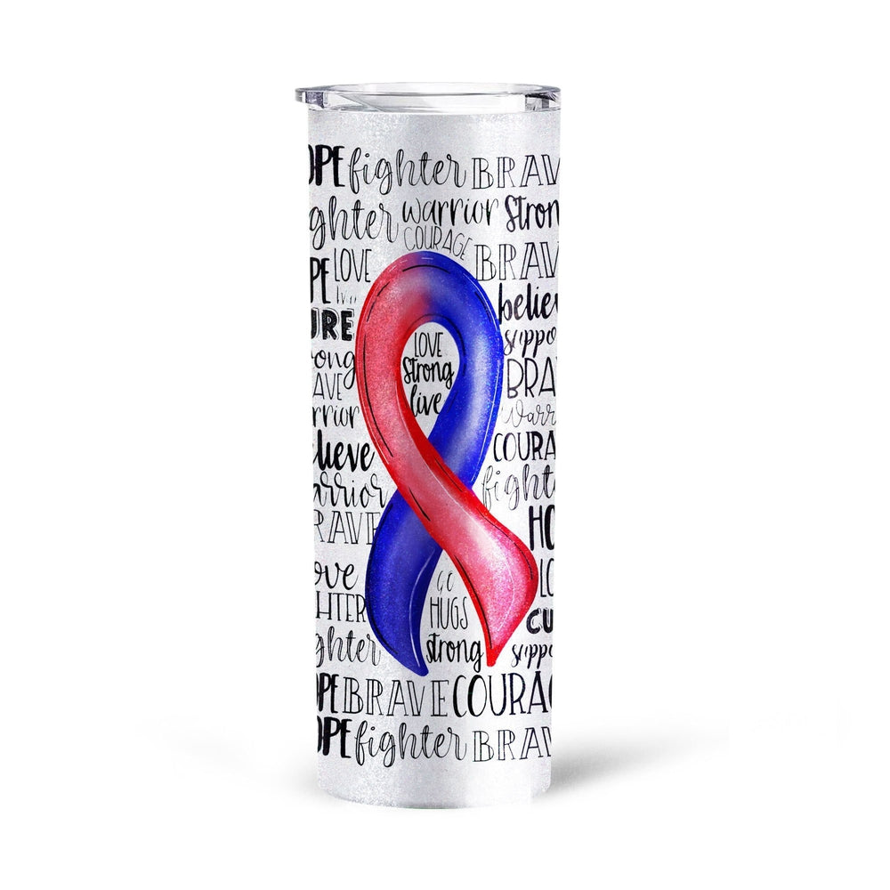 Red and Blue Ribbon CHD Awareness Tumbler Cup Custom Tall Glitter - Gearcarcover - 4
