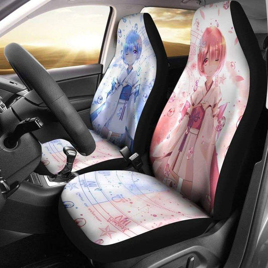 Rem And Ram Car Seat Covers Custom Anime Car Interior Accessories - Gearcarcover - 2