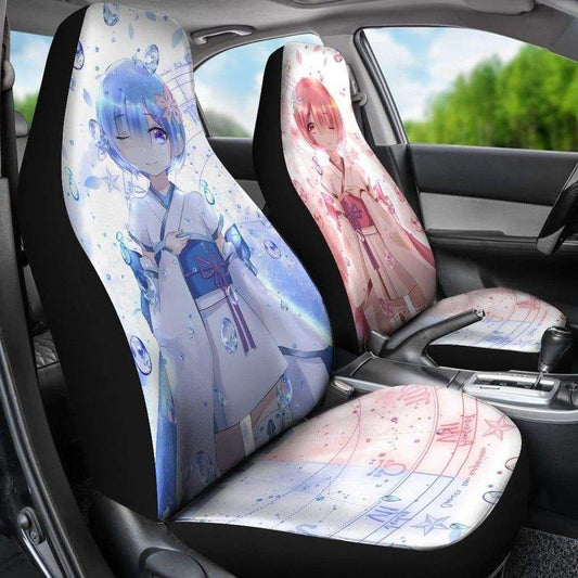 Rem And Ram Car Seat Covers Custom Anime Car Interior Accessories - Gearcarcover - 1