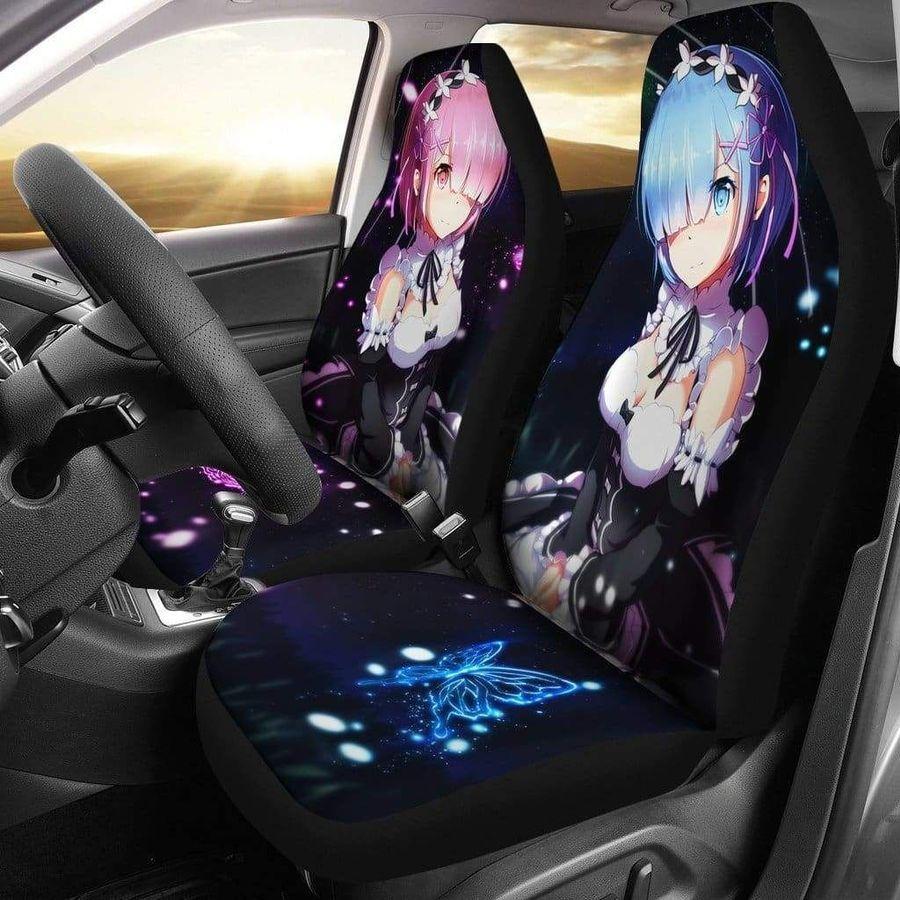 Rem And Ram Car Seat Covers Custom Re Zero Anime Car Accessories - Gearcarcover - 2