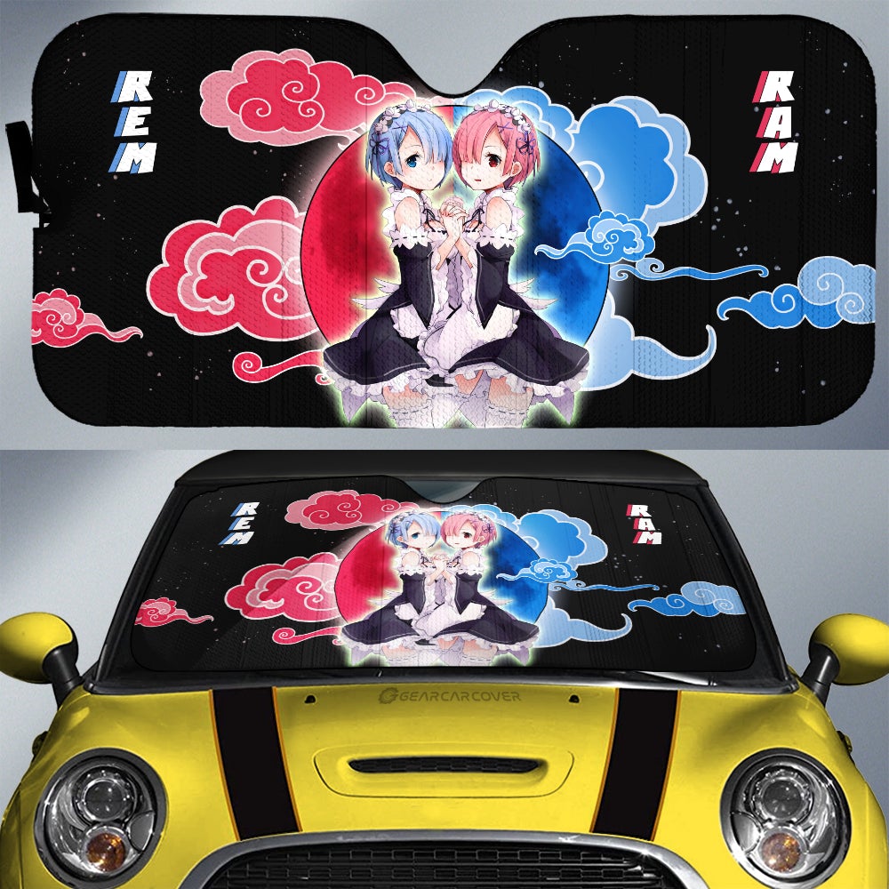 Rem And Ram Car Sunshade Custom Re:Zero Anime Car Accessoriess - Gearcarcover - 1