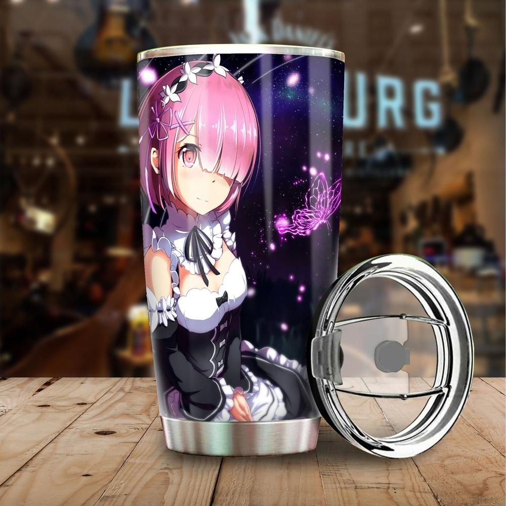 Rem And Ram Tumbler Cup Custom Re Zero Anime Car Accessories - Gearcarcover - 4