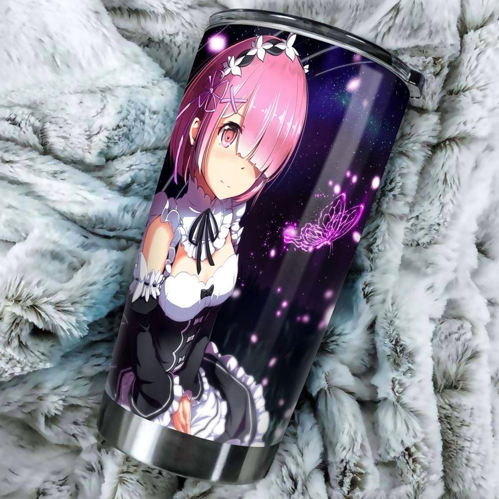 Rem And Ram Tumbler Cup Custom Re Zero Anime Car Accessories - Gearcarcover - 1