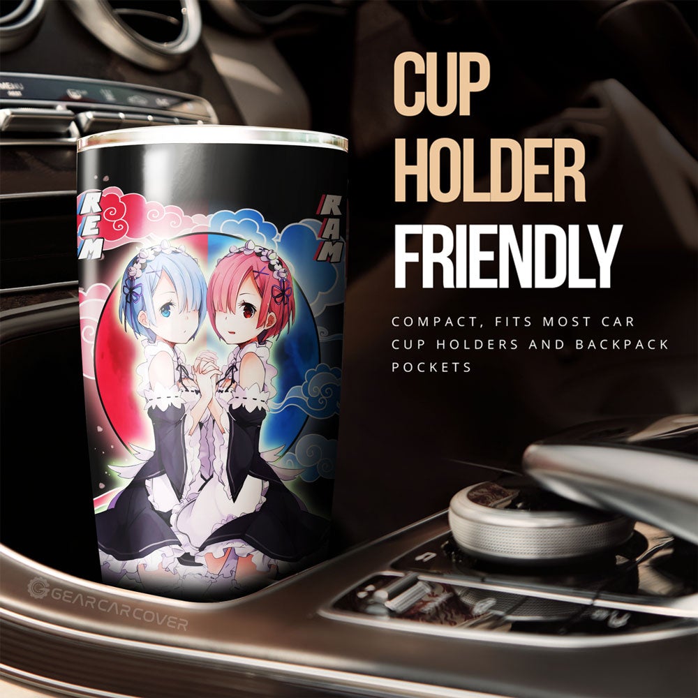 Rem And Ram Tumbler Cup Custom Re:Zero Anime Car Accessoriess - Gearcarcover - 2