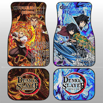 Rengoku And Giyu Car Floor Mats Custom Demon Slayer Anime Car Accessories - Gearcarcover - 1