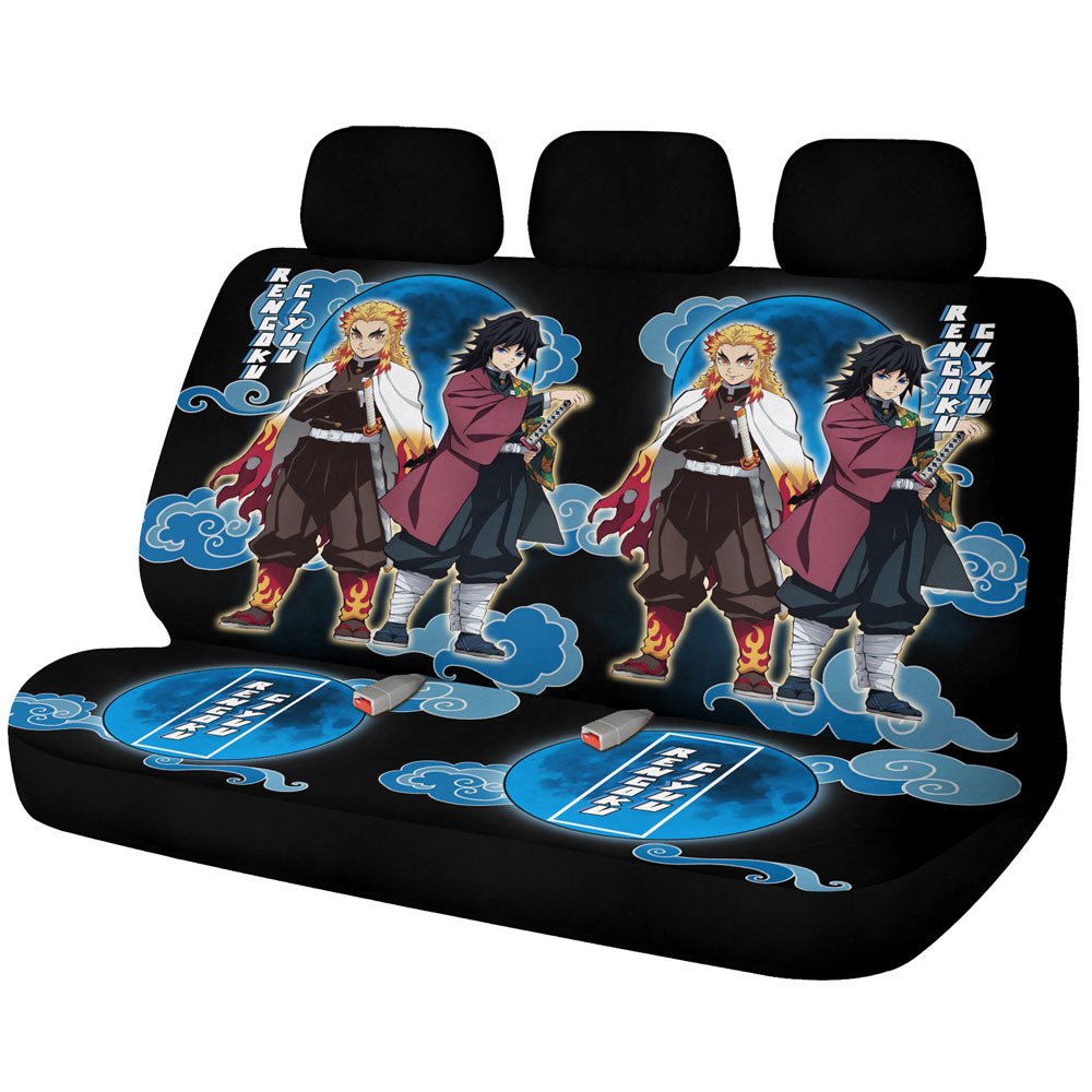 Rengoku And Giyuu Car Back Seat Covers Custom Demon Slayer For Anime Fans - Gearcarcover - 1