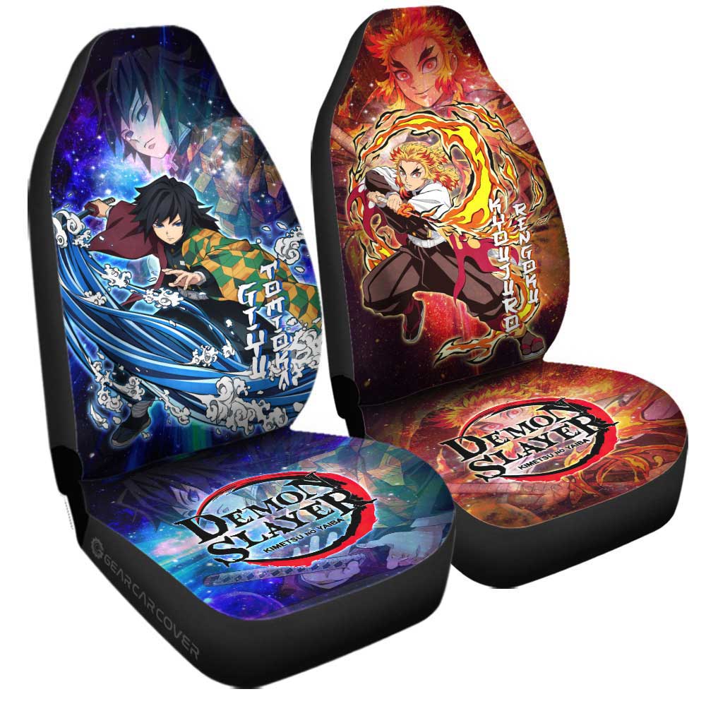 Rengoku And Giyuu Car Seat Covers Custom Characters Demon Slayer Car Accessories - Gearcarcover - 3