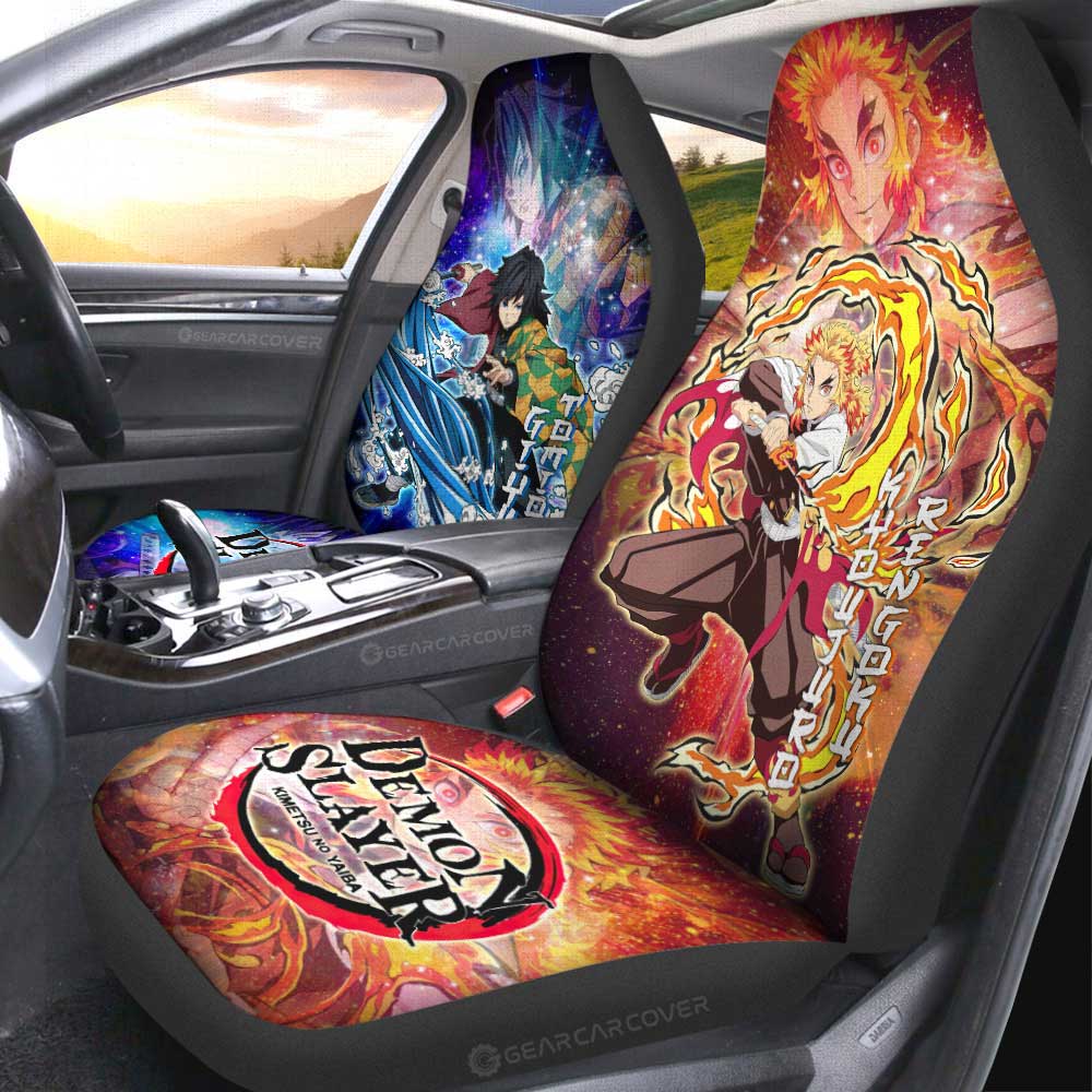 Rengoku And Giyuu Car Seat Covers Custom Characters Demon Slayer Car Accessories - Gearcarcover - 1