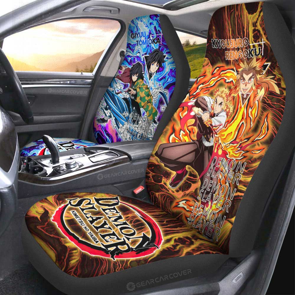 Rengoku And Giyuu Car Seat Covers Custom Demon Slayer Anime Car Accessories - Gearcarcover - 1