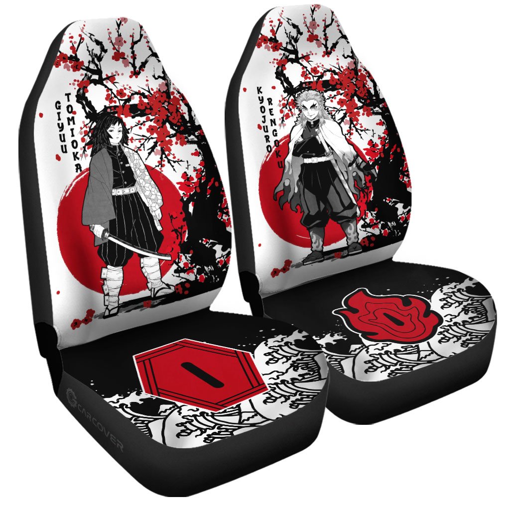 Rengoku And Giyuu Car Seat Covers Custom Japan Style Demon Slayer Anime Car Interior Accessories - Gearcarcover - 3