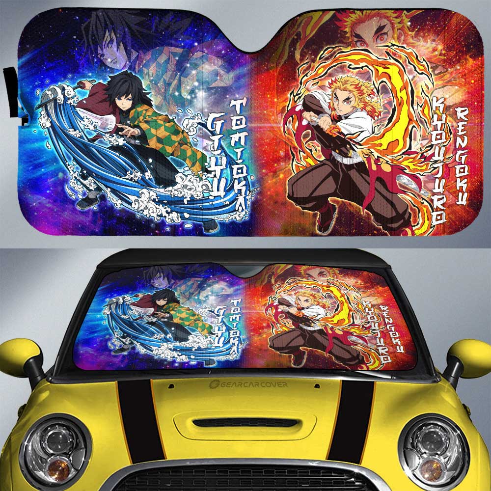 Rengoku And Giyuu Car Sunshade Custom Characters Demon Slayer Car Accessories - Gearcarcover - 1