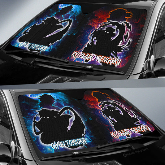 Rengoku And Giyuu Car Sunshade Custom Demon Slayer Anime - Gearcarcover - 2