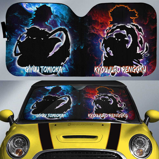 Rengoku And Giyuu Car Sunshade Custom Demon Slayer Anime - Gearcarcover - 1