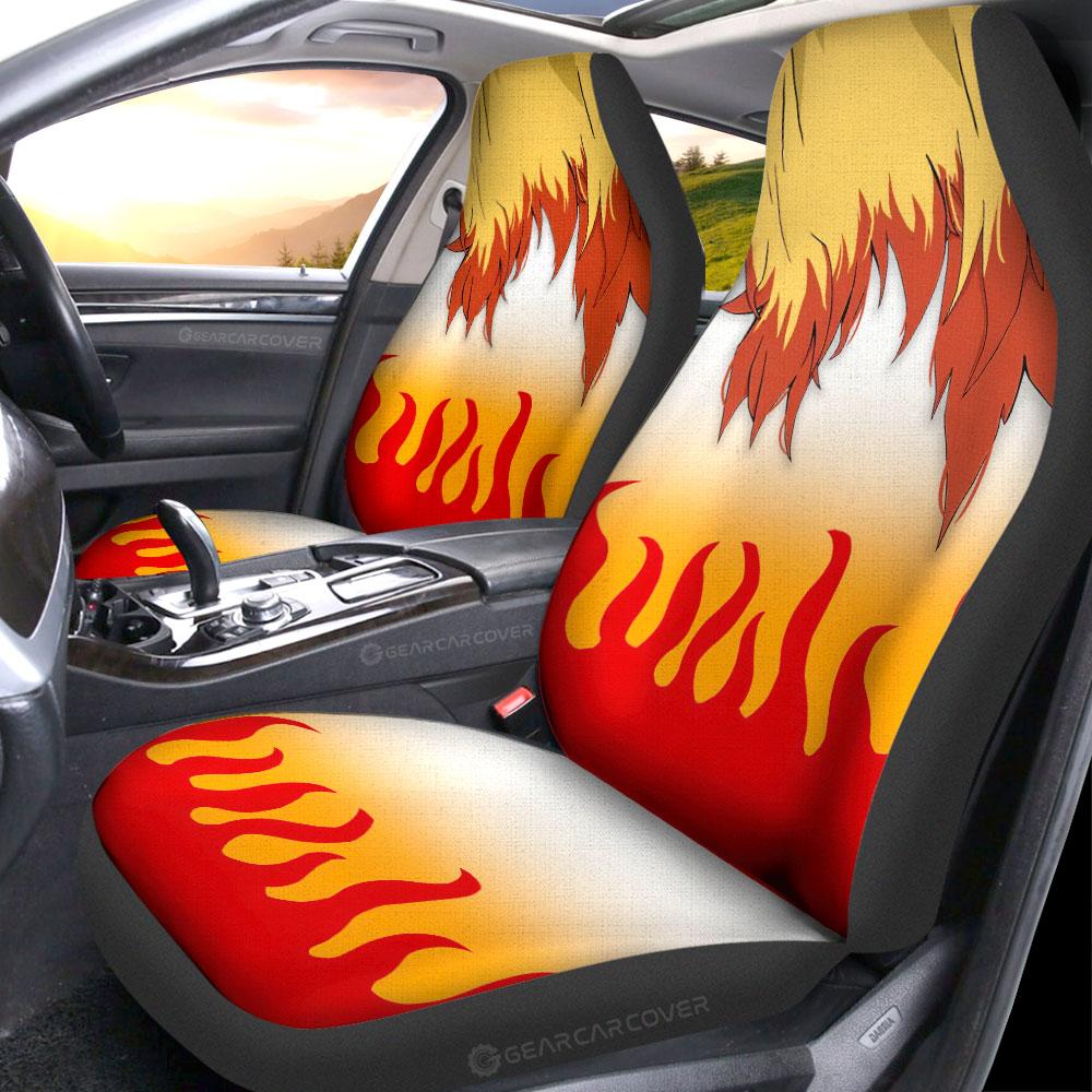 Rengoku Uniform Car Seat Covers Custom Hairstyle Demon Slayer Anime Car Interior Accessories - Gearcarcover - 2