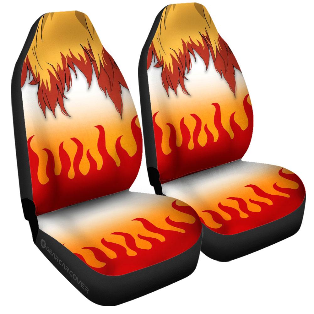 Rengoku Uniform Car Seat Covers Custom Hairstyle Demon Slayer Anime Car Interior Accessories - Gearcarcover - 3
