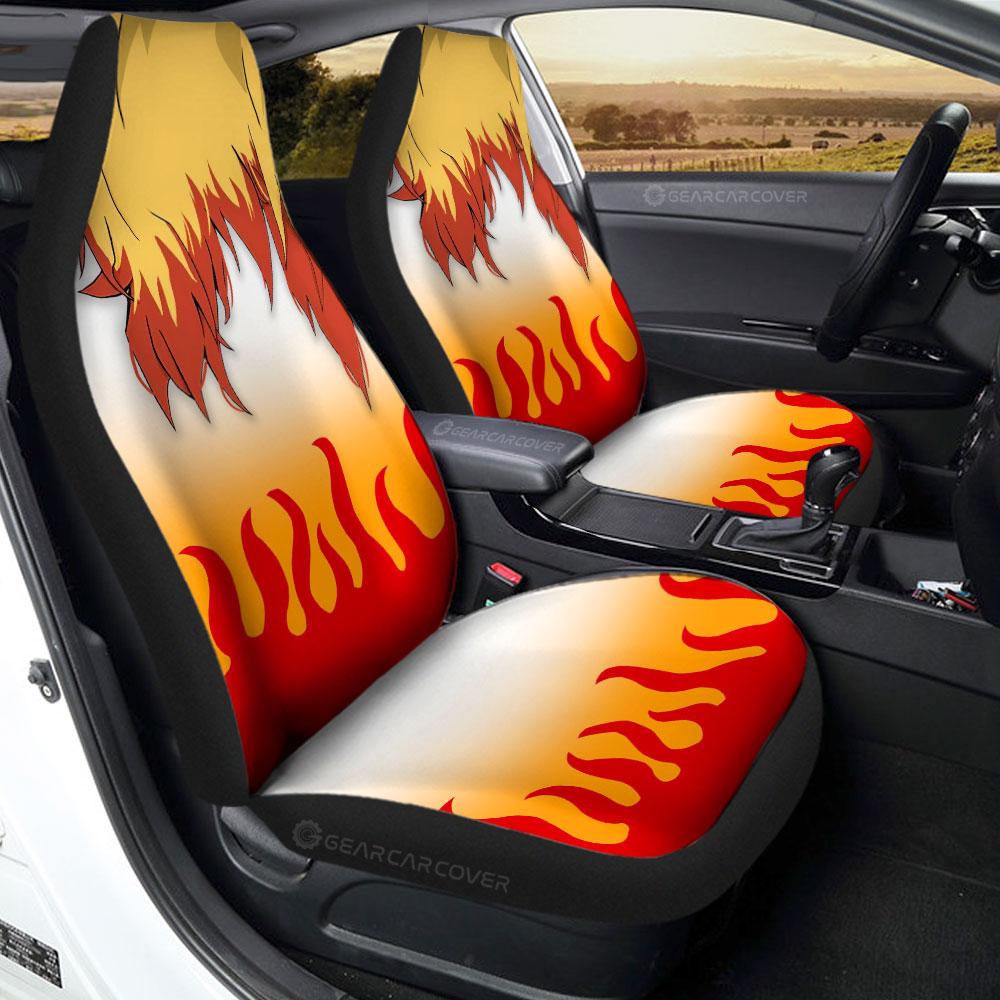 Rengoku Uniform Car Seat Covers Custom Hairstyle Demon Slayer Anime Car Interior Accessories - Gearcarcover - 1