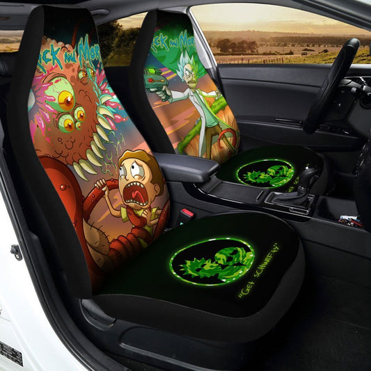 Rick And Morty Car Seat Covers Custom Fighting Ailen - Gearcarcover - 2