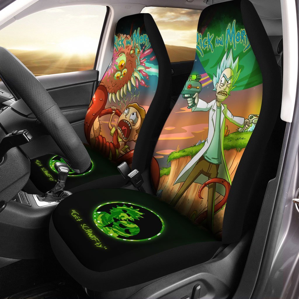 Rick And Morty Car Seat Covers Custom Fighting Ailen - Gearcarcover - 1