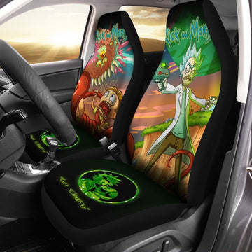 Rick And Morty Car Seat Covers Custom Fighting Ailen - Gearcarcover - 1