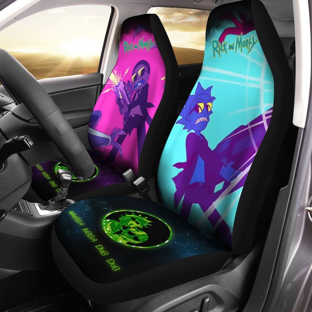 Rick And Morty Car Seat Covers Custom Men In Black Fighting - Gearcarcover - 2